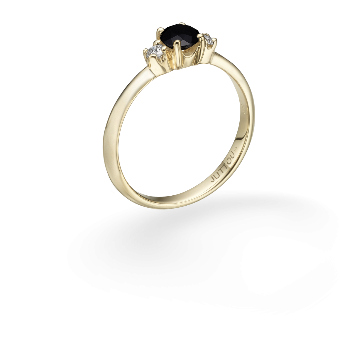 טבעת מישל שחור-לבן - זהב צהוב