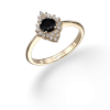 טבעת ריס - יהלום שחור - זהב צהוב