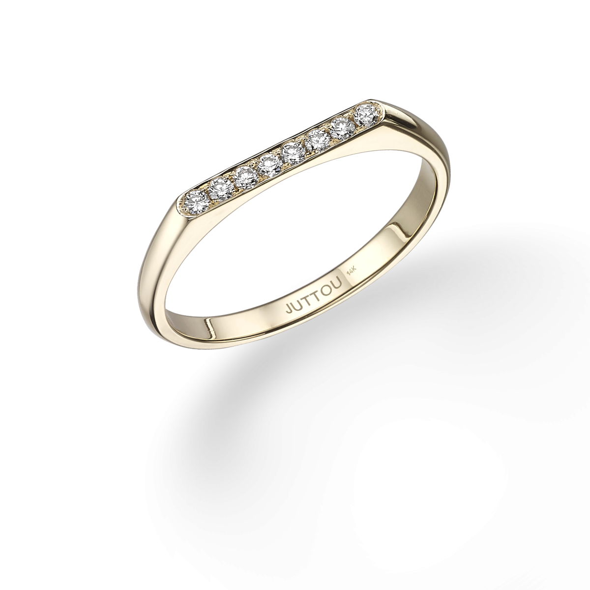 טבעת רודי לבנה - זהב צהוב
