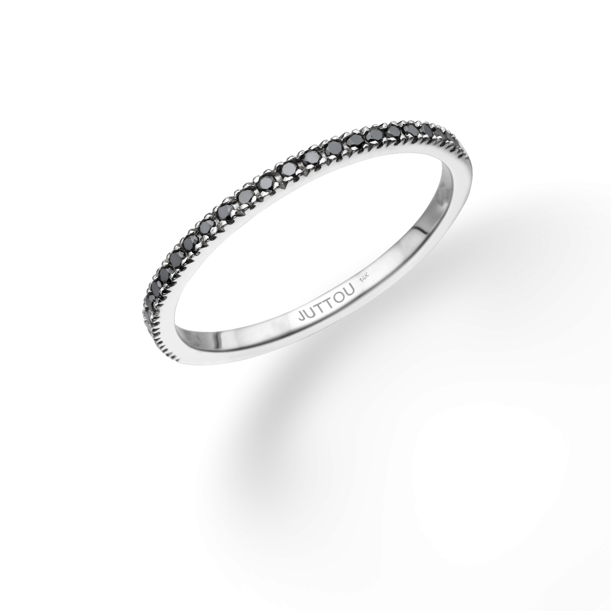 טבעת קיקה שחורה - זהב לבן